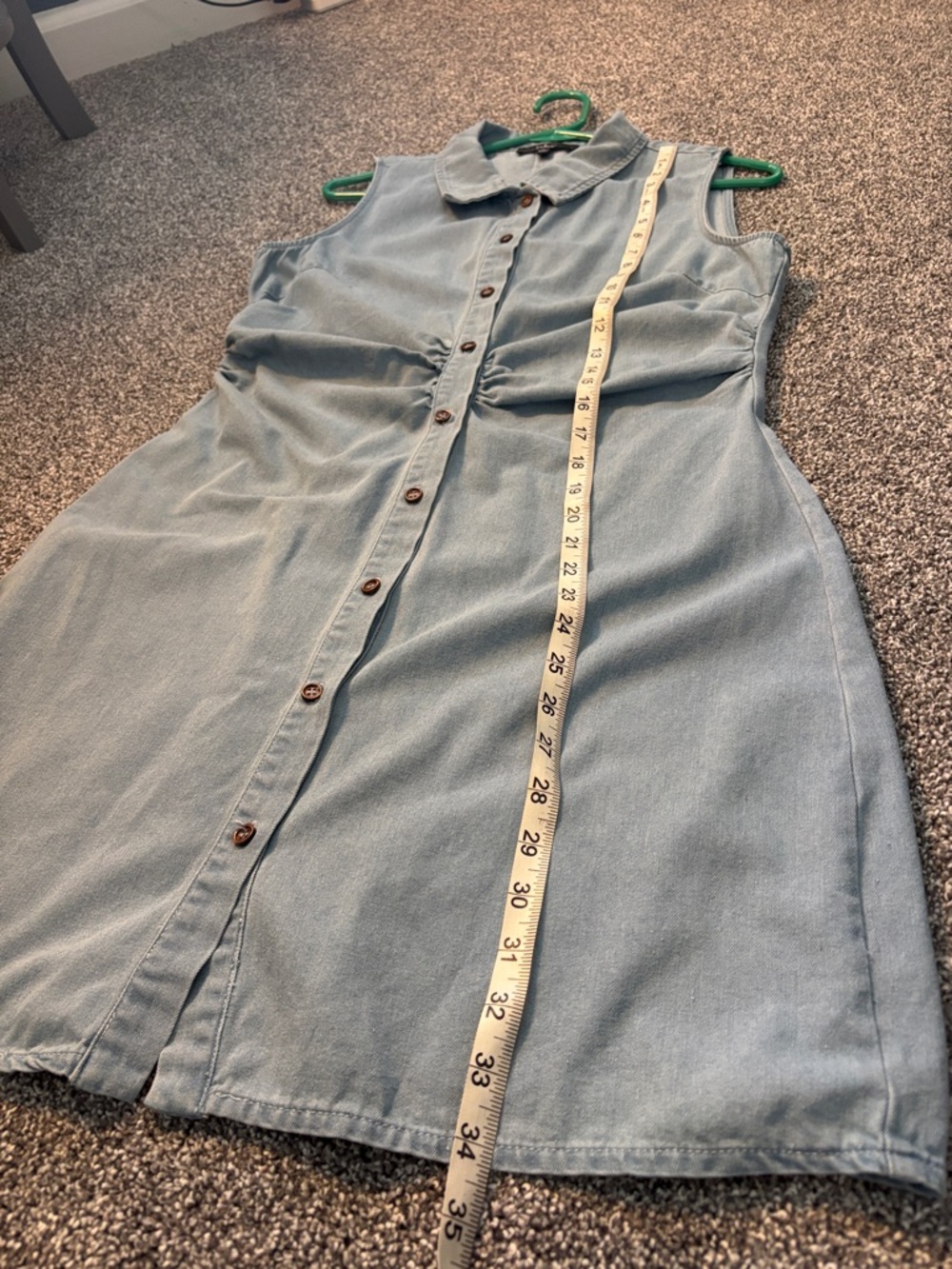 Like New Button Up Chambray Ruched Denim Mini Dress by LuLus Large - Picture 13 of 13